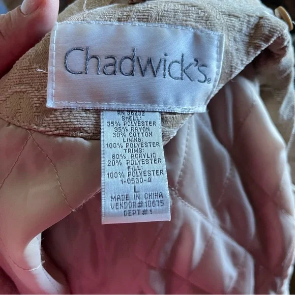 Vintage y2k tan tapestry jacquard pea coat (bag12) - Picture 6 of 10